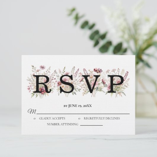 Spring Floral Wedding RSVP card (スタンド正面)