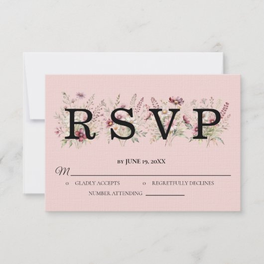 Spring Floral Wedding RSVP card (正面)
