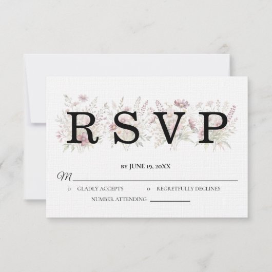 Spring Floral Wedding RSVP card (正面)