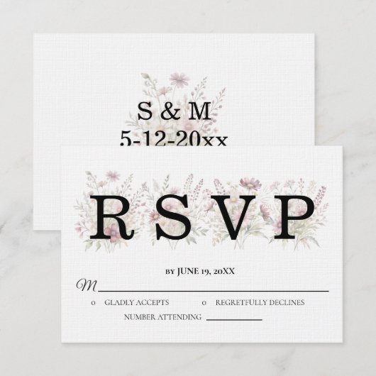 Spring Floral Wedding RSVP card (正面/裏面)