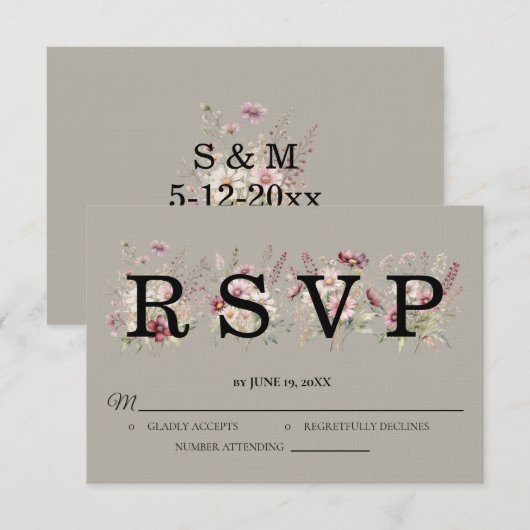 Spring Floral Wedding RSVP card (正面/裏面)