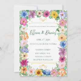 Spring Floral Wildflower Wedding Invitation  招待状