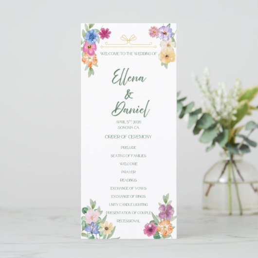 Spring Floral wildflower wedding program プログラム (スタンド正面)