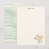 Spring Floral Wildflowers Personalized Stationery サンキューカード (正面/裏面)