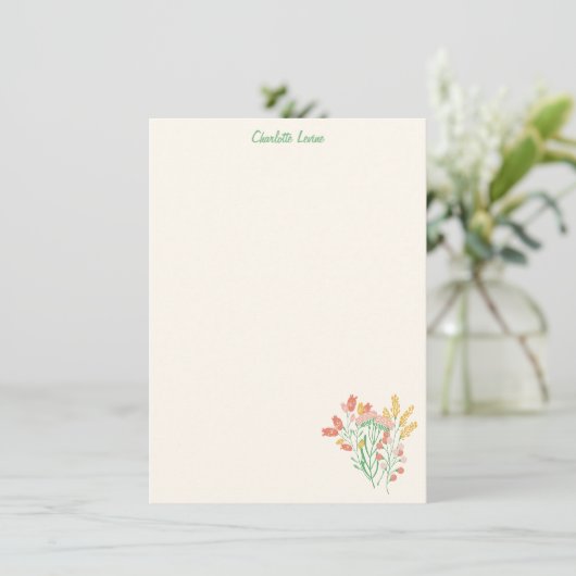 Spring Floral Wildflowers Personalized Stationery サンキューカード (スタンド正面)