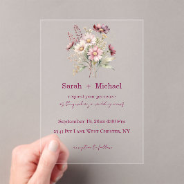 Spring Floral Wine Acrylic Wedding Invitation アクリル招待状