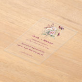 Spring Floral Wine Acrylic Wedding Invitation アクリル招待状 (レイダウン)