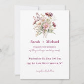 Spring Floral Wine Wedding Invitation 招待状 (正面)