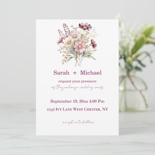 Spring Floral Wine Wedding Invitation 招待状 (スタンド正面)