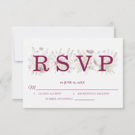 Spring Floral Wine Wedding RSVP card (正面)