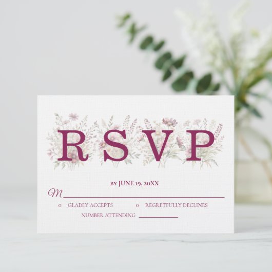Spring Floral Wine Wedding RSVP card (スタンド正面)