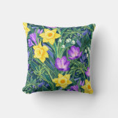 Spring Floral with Daffodils and Crocus Flowers クッション (正面)