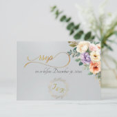 Spring Floral & Wreath - Silver 出欠カード (スタンド正面)