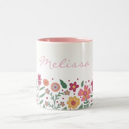 Spring Flower Border  ツートーンマグカップ (中央)