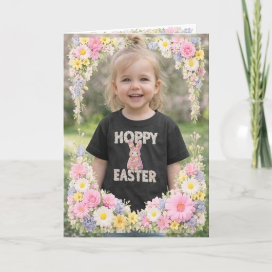 Spring Flower Happy Easter Personalized Photo カード (正面)