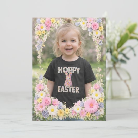 Spring Flower Happy Easter Personalized Photo 招待状 (スタンド正面)