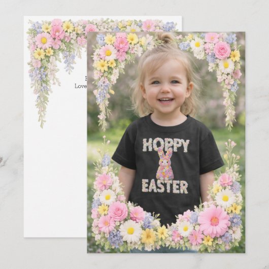 Spring Flower Happy Easter Personalized Photo 招待状 (正面/裏面)