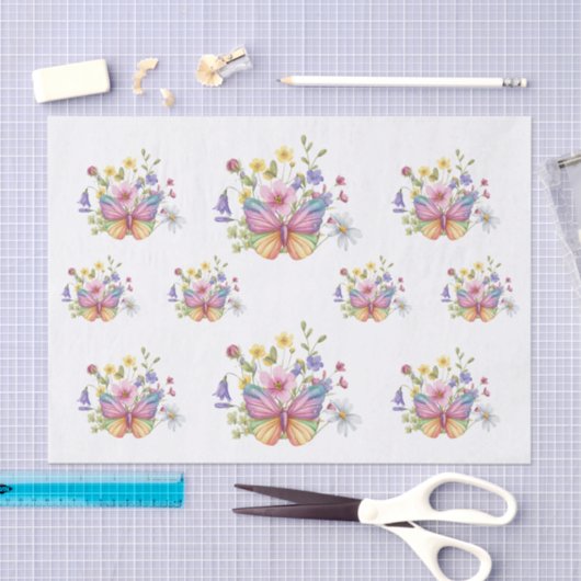 Spring Flowers & Butterflies Decoupage 薄葉紙 (クラフト)