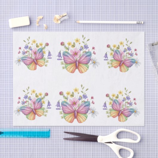 Spring Flowers & Butterflies Decoupage 薄葉紙 (クラフト)
