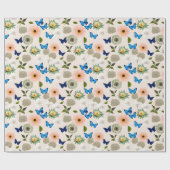 Spring Flowers Butterflies Design 296 Peach ラッピングペーパー (フラット)