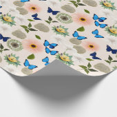 Spring Flowers Butterflies Design 296 Peach ラッピングペーパー (角)