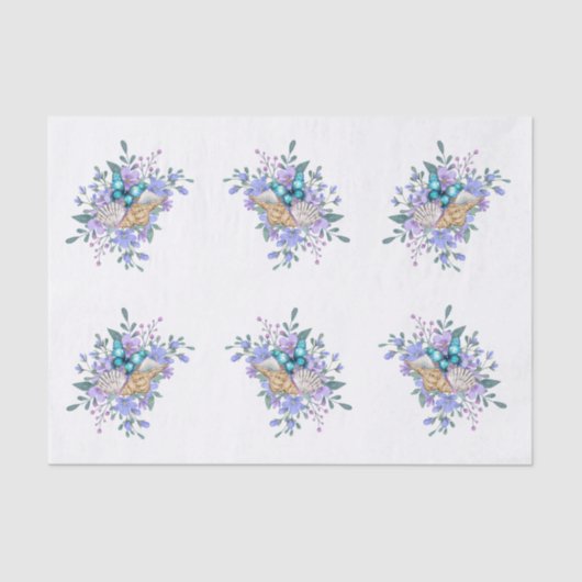 Spring Flowers, Butterflies & Sea Shells Decoupage 薄葉紙 (正面)