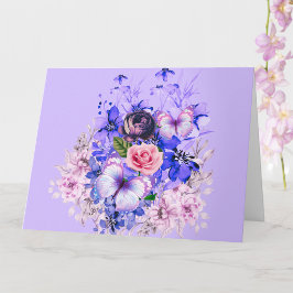 Spring Flowers in Bloom with Butterflies カード