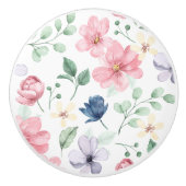 Spring Flowers & Leaves Pattern セラミックノブ (正面)