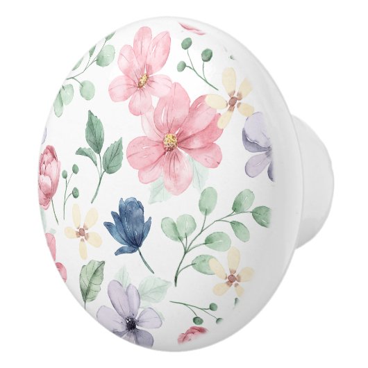 Spring Flowers & Leaves Pattern セラミックノブ (右)