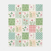 Spring Flowers Patchwork Quilt Fleece Blanket フリースブランケット (正面)