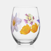 Spring Flowers Stemless Wine Glass ステムなしワイングラス (正面)