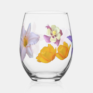 Spring Flowers Stemless Wine Glass ステムなしワイングラス