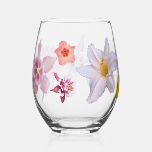Spring Flowers Stemless Wine Glass ステムなしワイングラス (右)