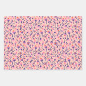 Spring Flowers Yellow Pink purp Botanical  Floral  ラッピングペーパーシート (正面3)