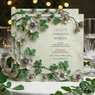 Spring Foliage Floral Wedding Invitation 招待状