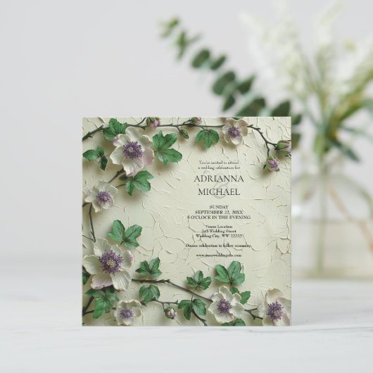 Spring Foliage Floral Wedding Invitation 招待状 (スタンド正面)