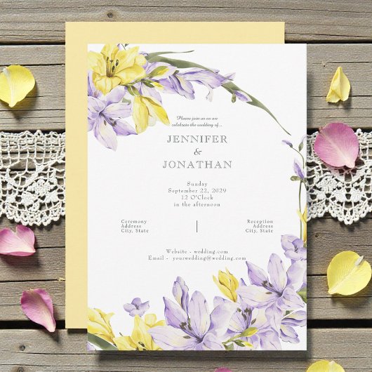 Spring Freesia Wreath Wedding Invitation 招待状