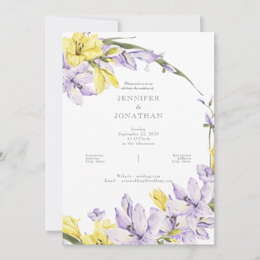 Spring Freesia Wreath Wedding Invitation 招待状 (正面)