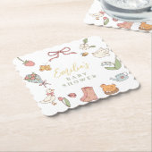 Spring Garden Animals Baby Shower ペーパーコースター (アングル)