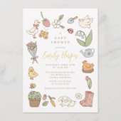 Spring Garden Animals Baby Shower Invitation 招待状 (正面)