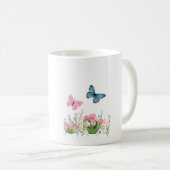 Spring Garden & Blue Butterflies Floral Mug – Eleg コーヒーマグカップ (正面右)