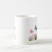 Spring Garden & Blue Butterflies Floral Mug – Eleg コーヒーマグカップ (中央)