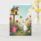 Spring Garden Bunny Friend Card カード (黄色い花)