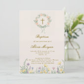 Spring Garden Floral Cross Baptism Invitation 招待状 (スタンド正面)