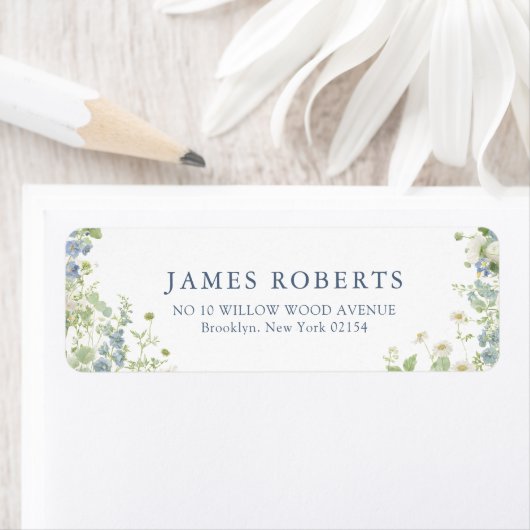 Spring Garden Floral Wedding Address Label ラベル (インサイチュ)