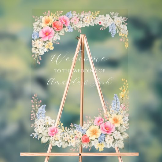 Spring Garden Floral Wedding Invitation アクリルサイン (ニュートラル)