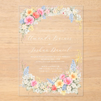 Spring Garden Floral Wedding Invitation アクリル招待状