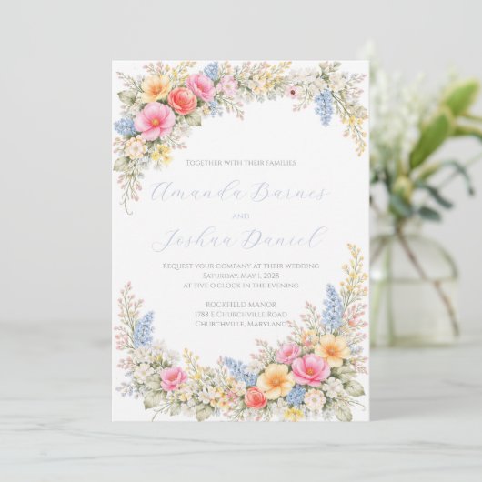 Spring Garden Floral Wedding Invitation 招待状 (スタンド正面)