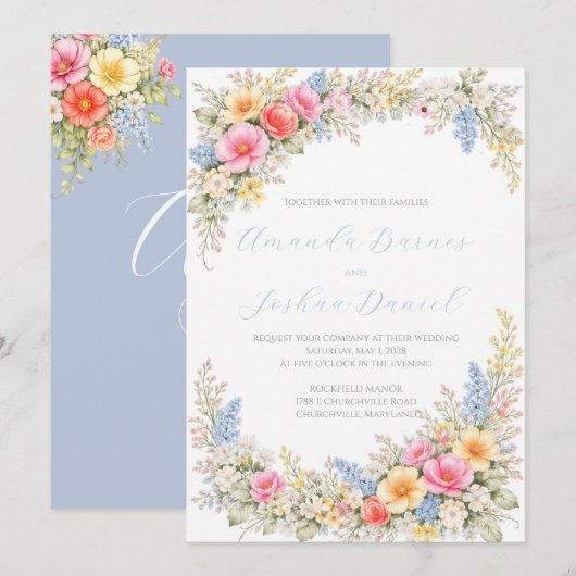 Spring Garden Floral Wedding Invitation 招待状 (正面/裏面)