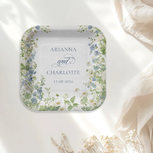 Spring Garden Floral Wedding Paper Plates ペーパープレート
